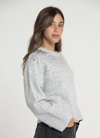 Sweater con lentejuelas en escote  - Vista 5