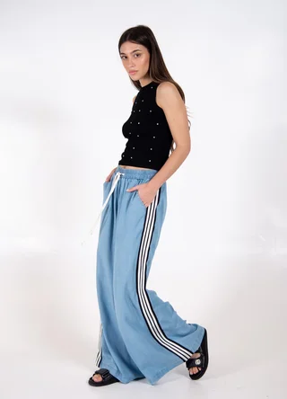 Palazzo denim con tira - Vista 2