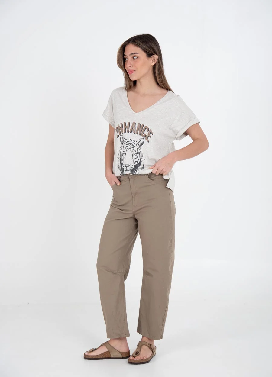 Pantalon barrel de gabardina 