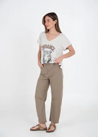 Pantalon barrel de gabardina  - Vista 5