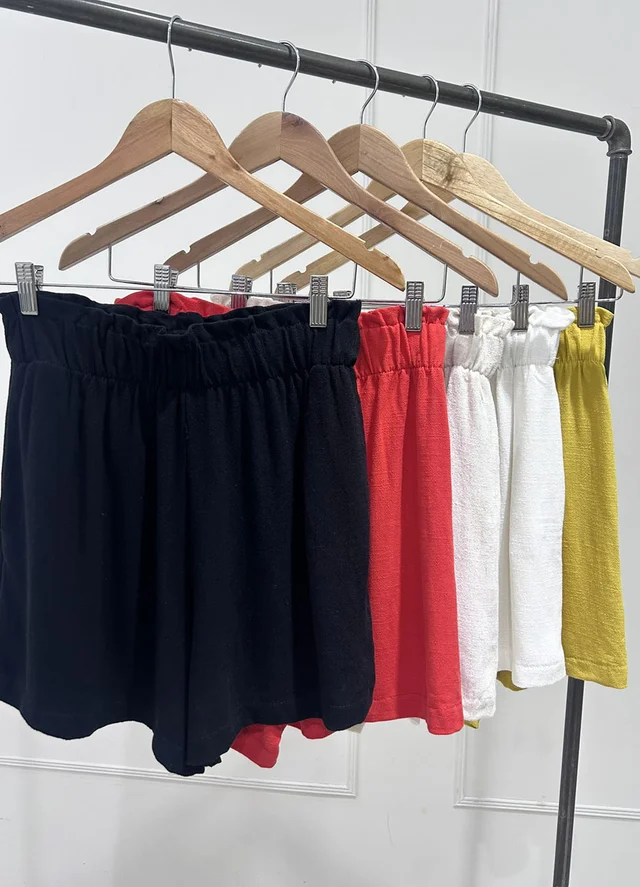 Short lino cintura alta 