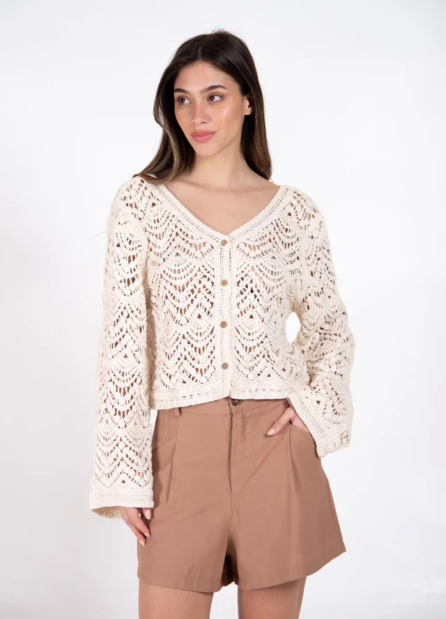 Saco tejido abanicos con lentejuelas 