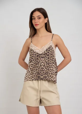 Musculosa sedita print con puntilla  - Vista 3