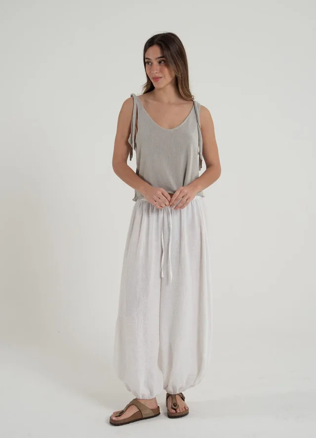 Pantalon balloon lino rustico 