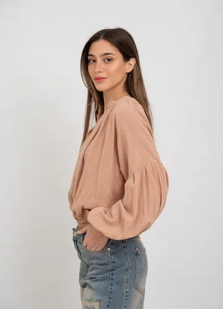 Blusa gasa rustica escote V - Vista 5