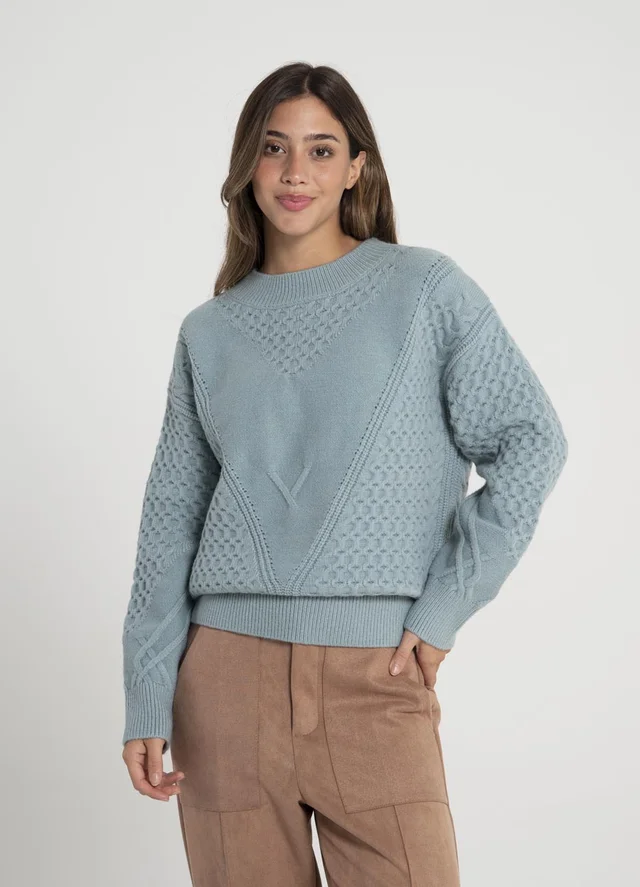 Sweater tramado en V 