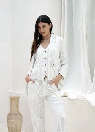 Camisaco lino rayado  - Vista 3