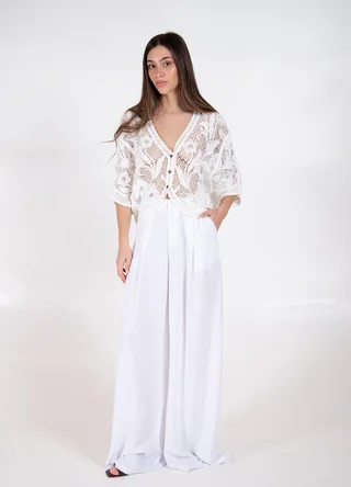 Kimono con botones tejido flores c/lentejuelas  - Vista 1