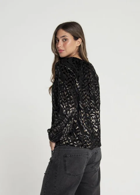 Blusa m/larga tul print 