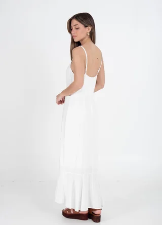 Vestido lino largo bordado  - Vista 4