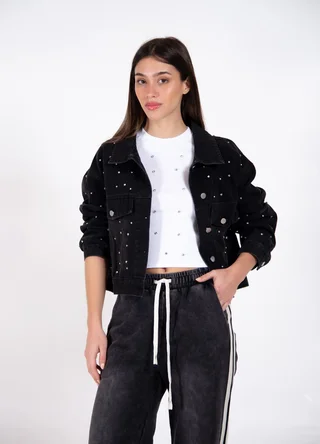Campera denim con piedras strass - Vista 1