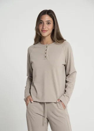 Buzo con botones tejido rustico  - Vista 1