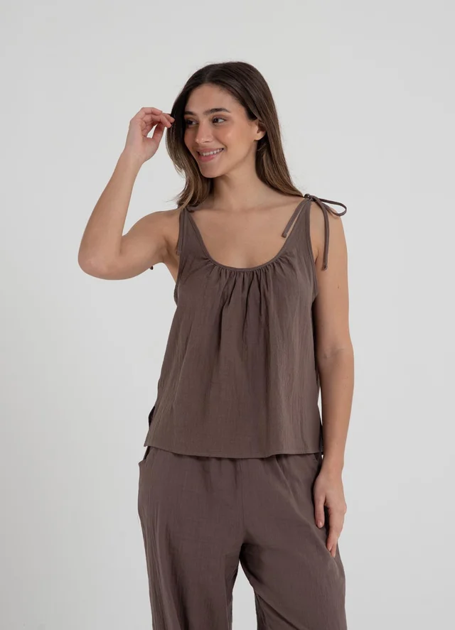 Blusa para atar gasa rustica