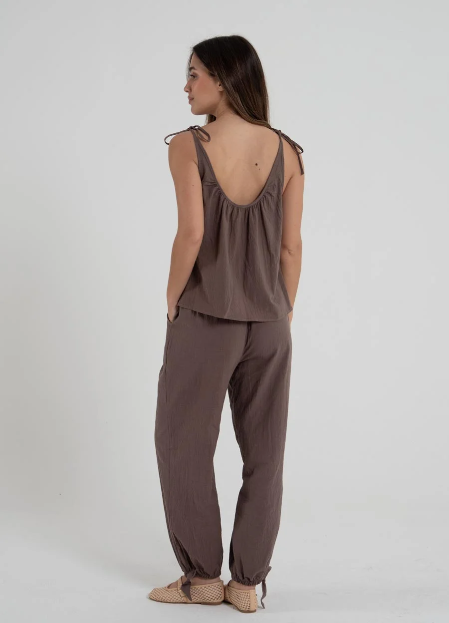 Pantalon balloon gasa con moño