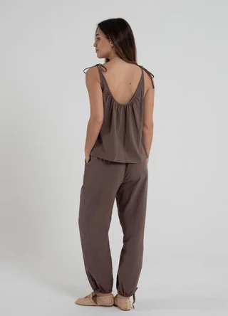 Pantalon balloon gasa con moño - Vista 6