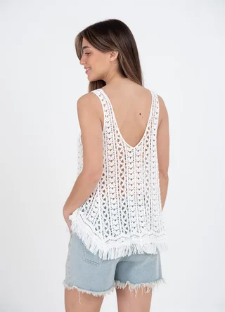 Musculosa tejida con flecos - Vista 3