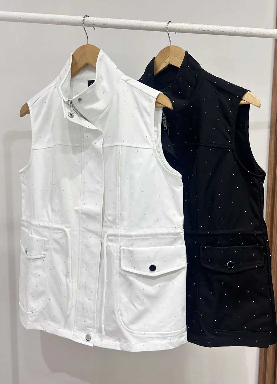 Chaleco cargo con strass 