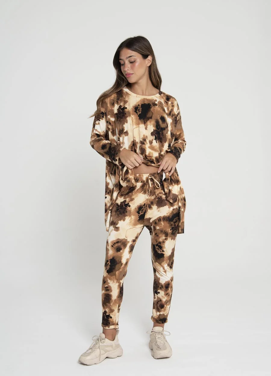 Babucha modal soft batik/print con dobladillo