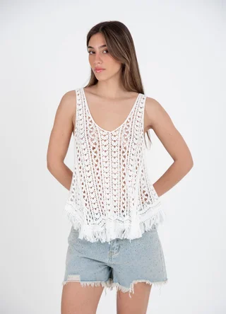 Musculosa tejida con flecos - Vista 5