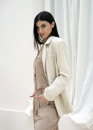 Blazer rayado lino  - Vista 3