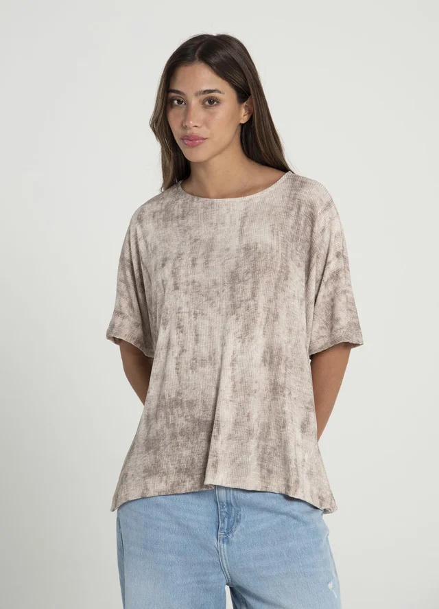 Remera morley estampada con tajos 