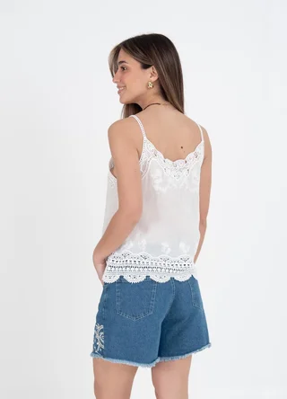 Musculosa bretel fino bordada  - Vista 3
