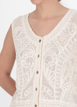 Musculosa cartera bordada con perlas y canutillos - Vista 4