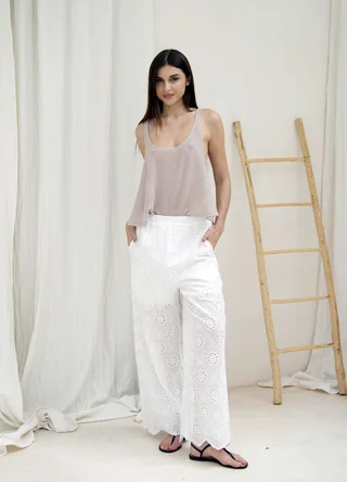 Pantalon broderie  - Vista 1