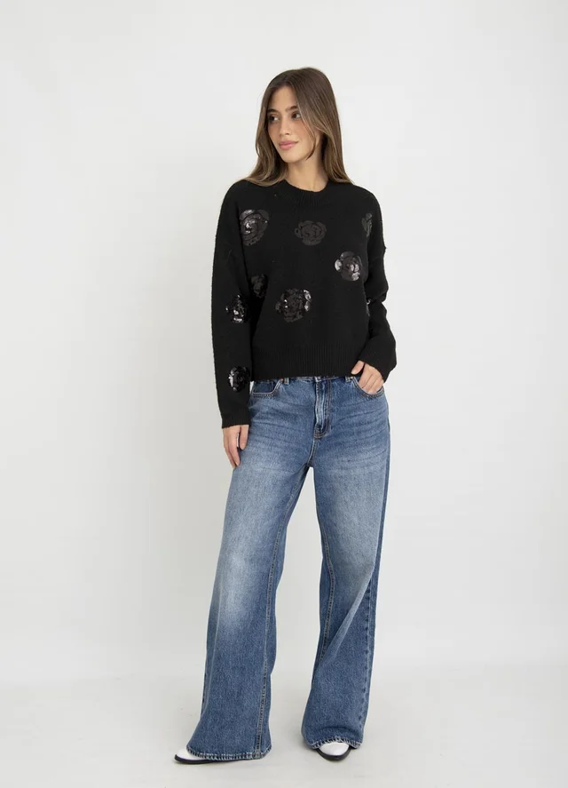 Sweater rosas c/lentejuelas 