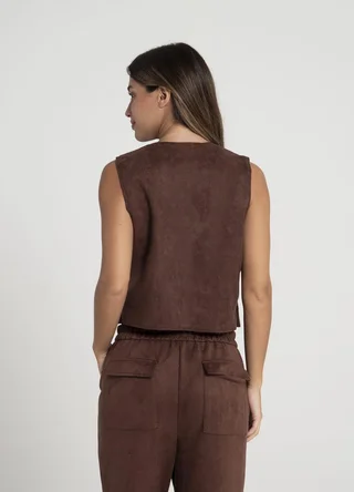 Chaleco gamuza al corte con broches  - Vista 5