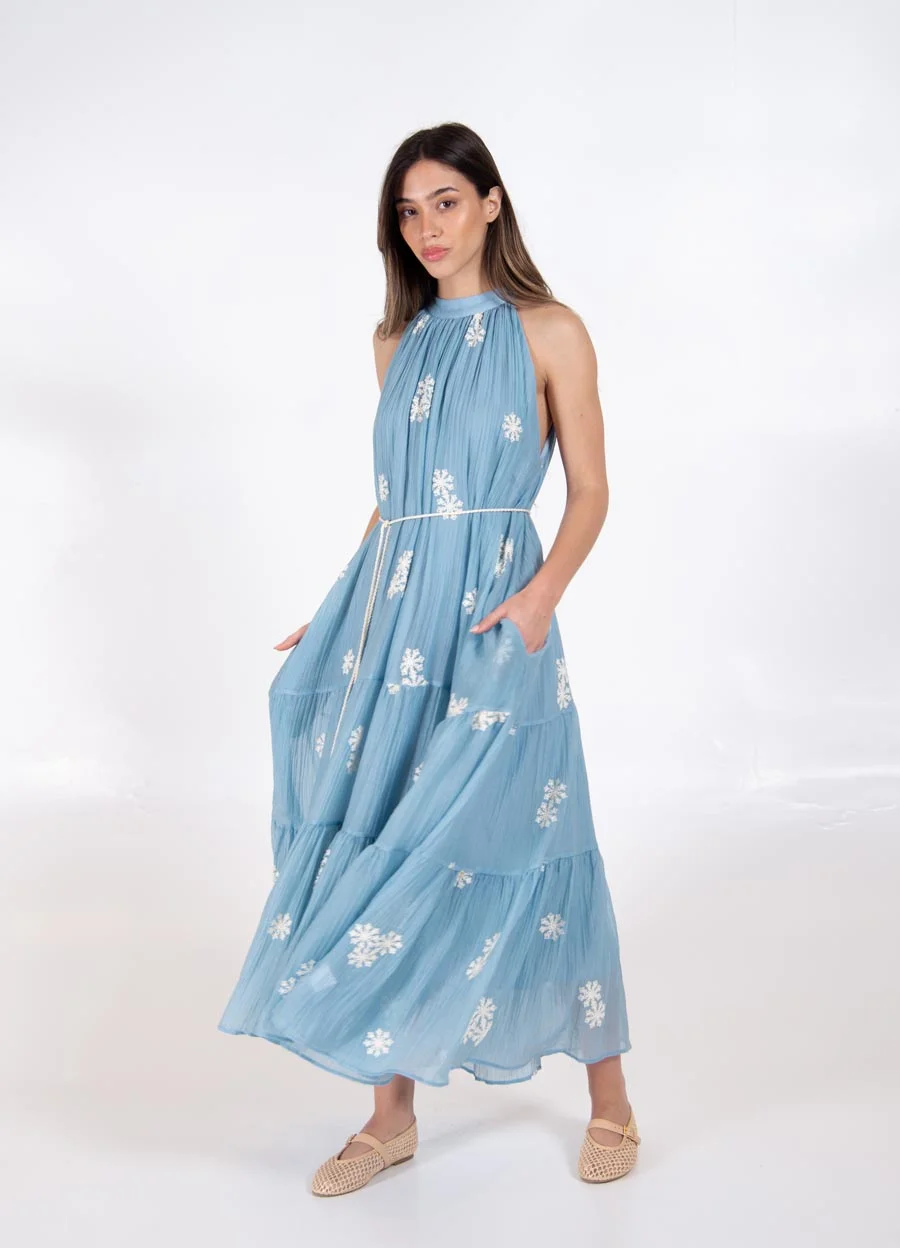 Maxi vestido sedita bordado con cordon 