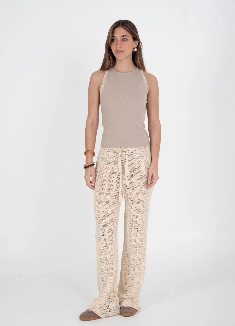 Musculosa morley algodon con puntilla 