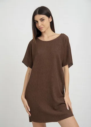 Vestido corto de creppe arrugado al corte  - Vista 3