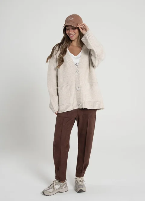 Cardigan lisco con bolsillos 