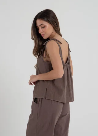 Blusa para atar algodon rustico  - Vista 4