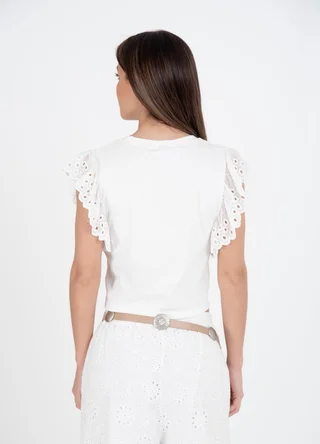 Remera crop broderie  - Vista 5