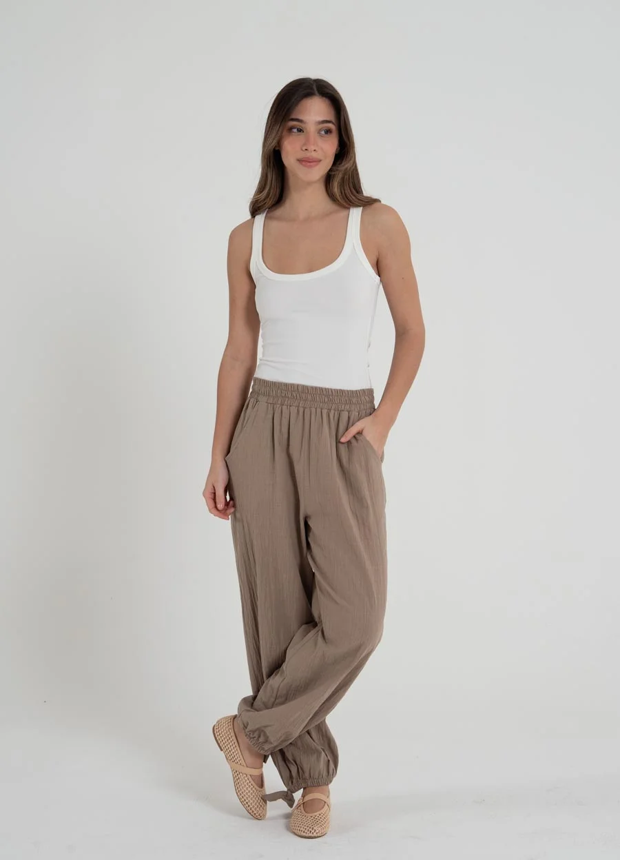 Pantalon balloon gasa con moño