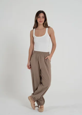 Pantalon balloon gasa con moño - Vista 3
