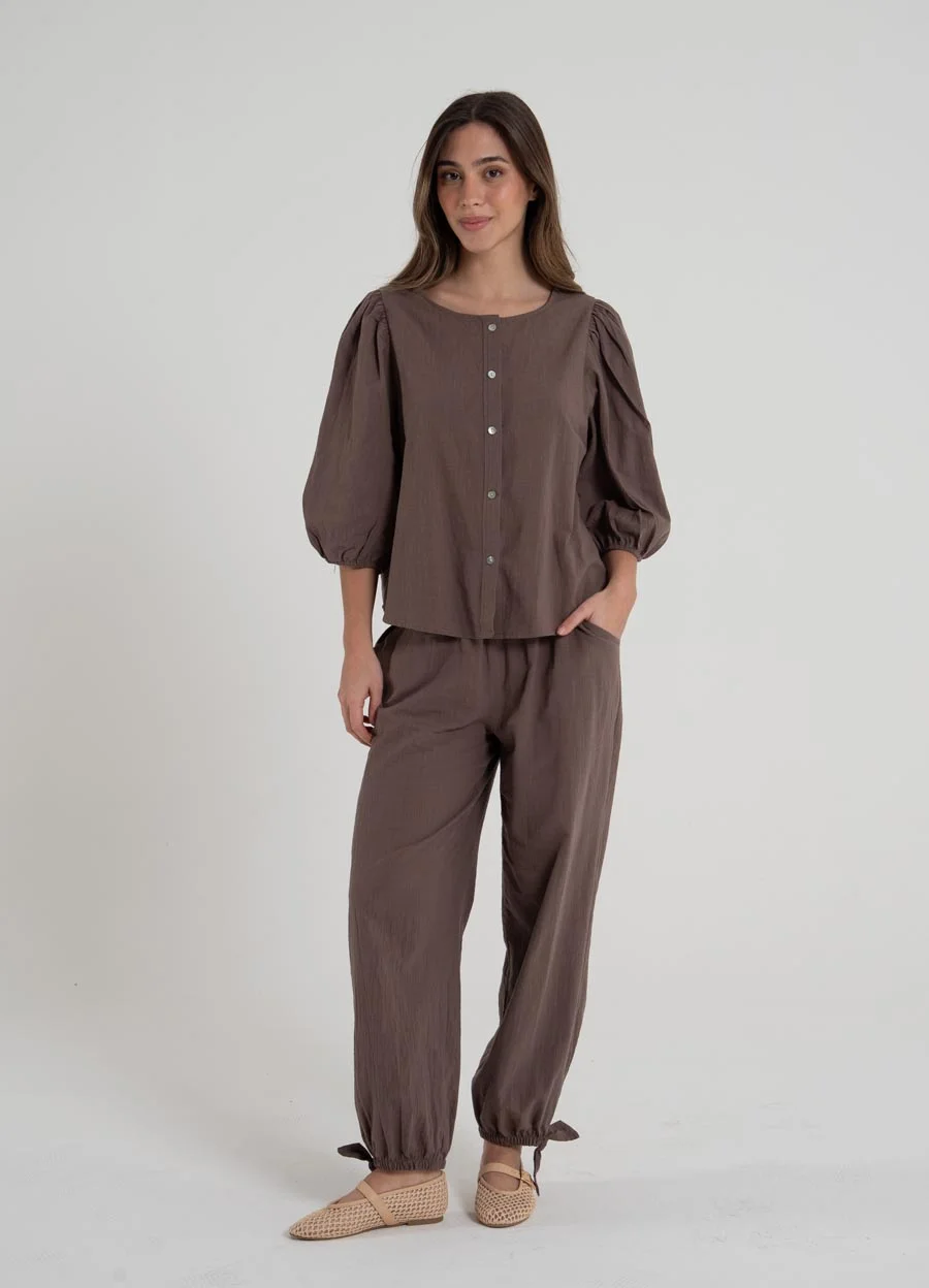 Blusa 3/4 gasa rustica con botones 