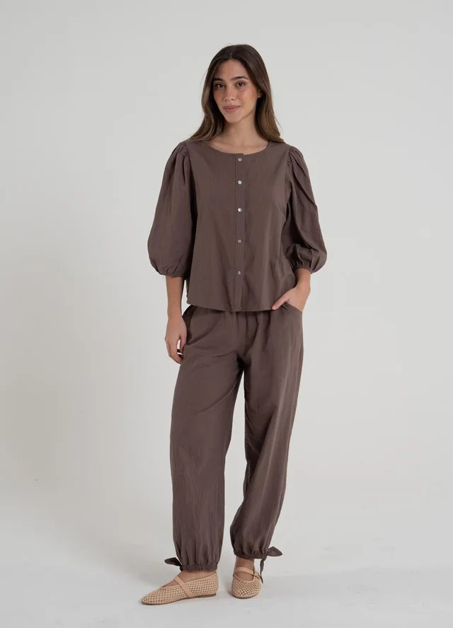 Blusa 3/4 gasa rustica con botones 