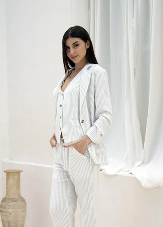 Camisaco lino rayado  - Vista 2