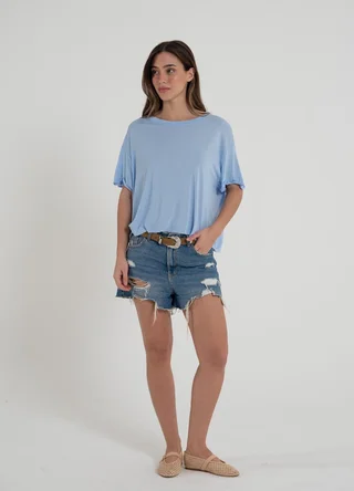 Remera con dobladillo viscosa  - Vista 1