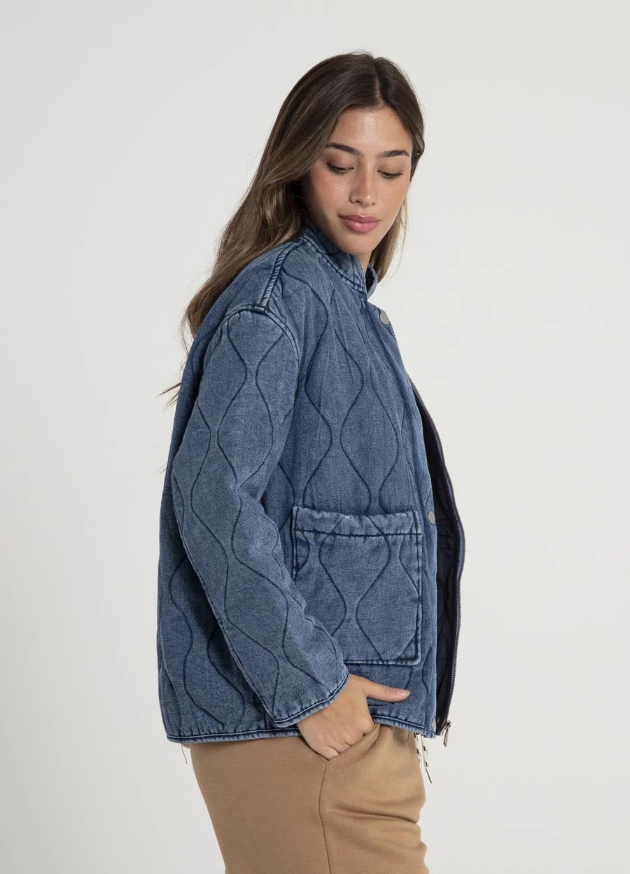 Campera denim matelasse