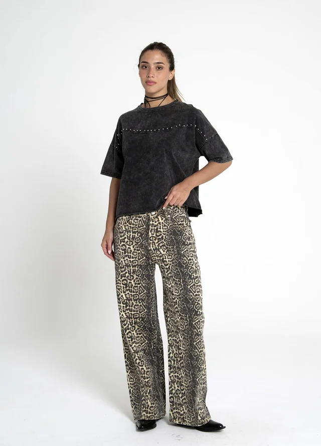 Pantalon denim print 
