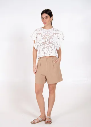 Top crochet con volado en manga - Vista 1