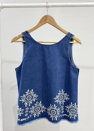 Musculosa denim calada  - Vista 6