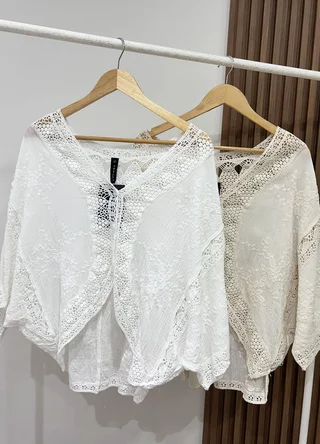 Kimono bordado calado de gasa  - Vista 5