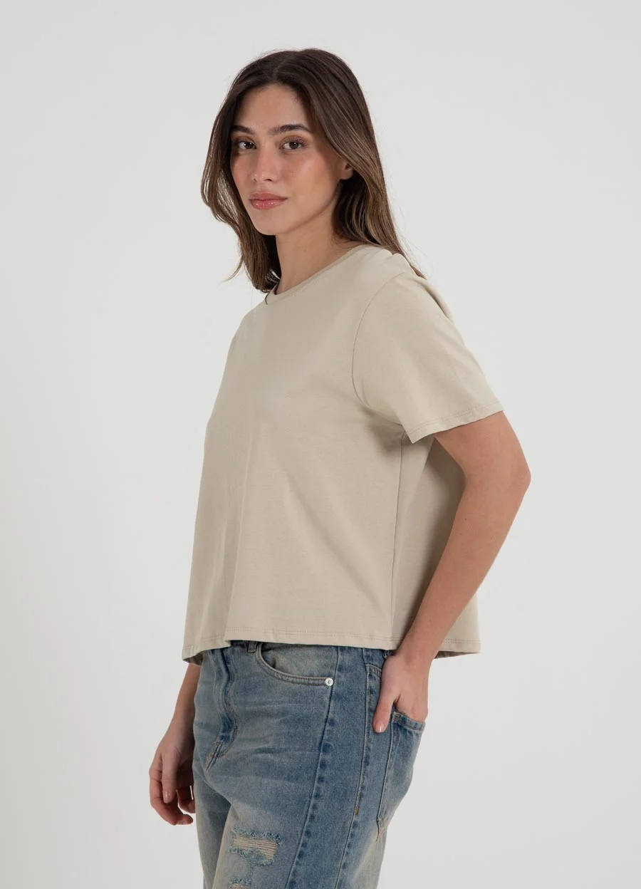 Remera crop lisa de algodon