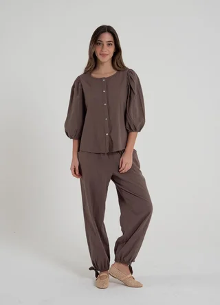 Blusa 3/4 gasa rustica con botones  - Vista 3