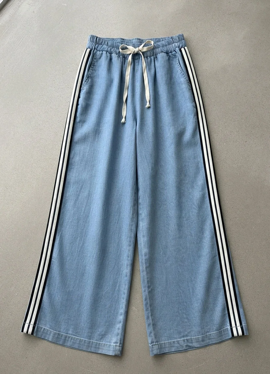 Palazzo denim con tira